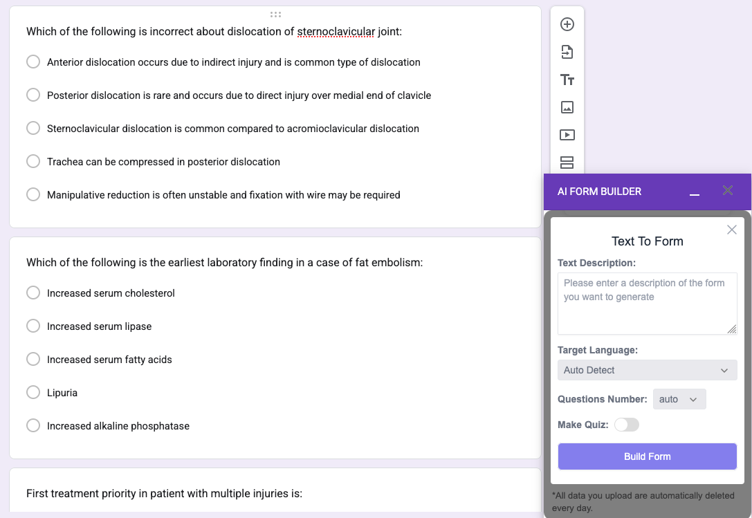 AI Form Builder Upload